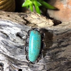Native American Nickel Silver Turquoise Ring
